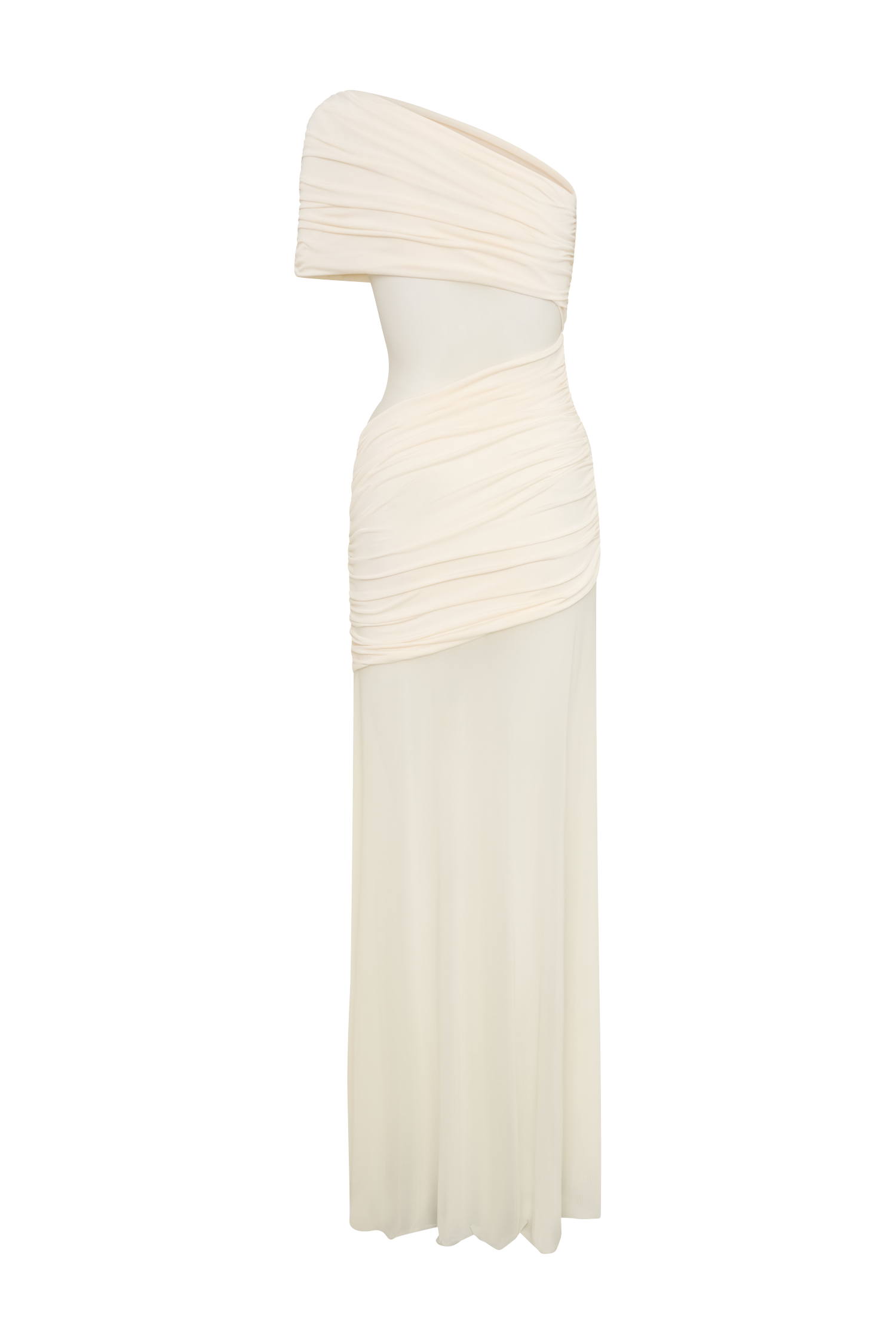 Dallas One Shoulder Mesh Maxi Dress - Ivory