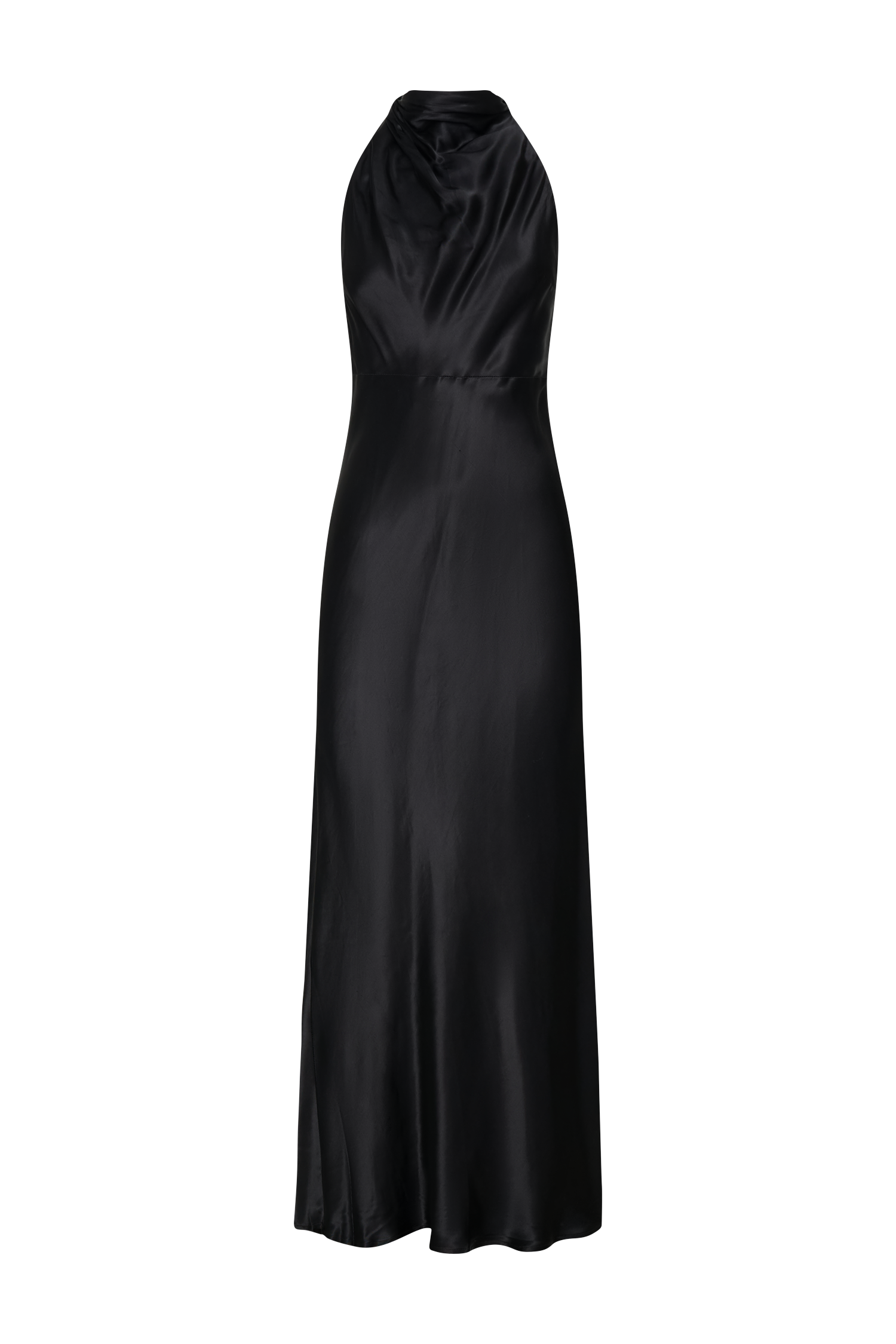 Esther Iridescent Satin Cowl Maxi Dress - Black