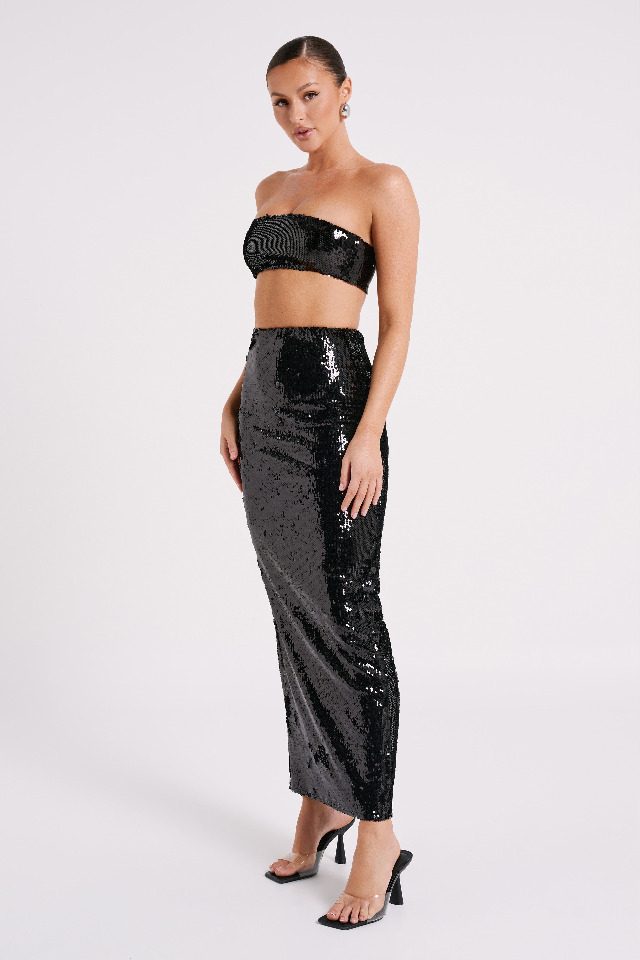 Emerie Strapless Sequin Bandeau - Black