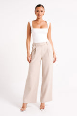 Natalie Textured Wide Leg Pant - Natural