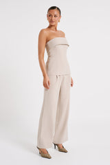 Natalie Textured Wide Leg Pant - Natural