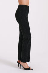 Kaycee Straight Leg Diamante Pants - Black