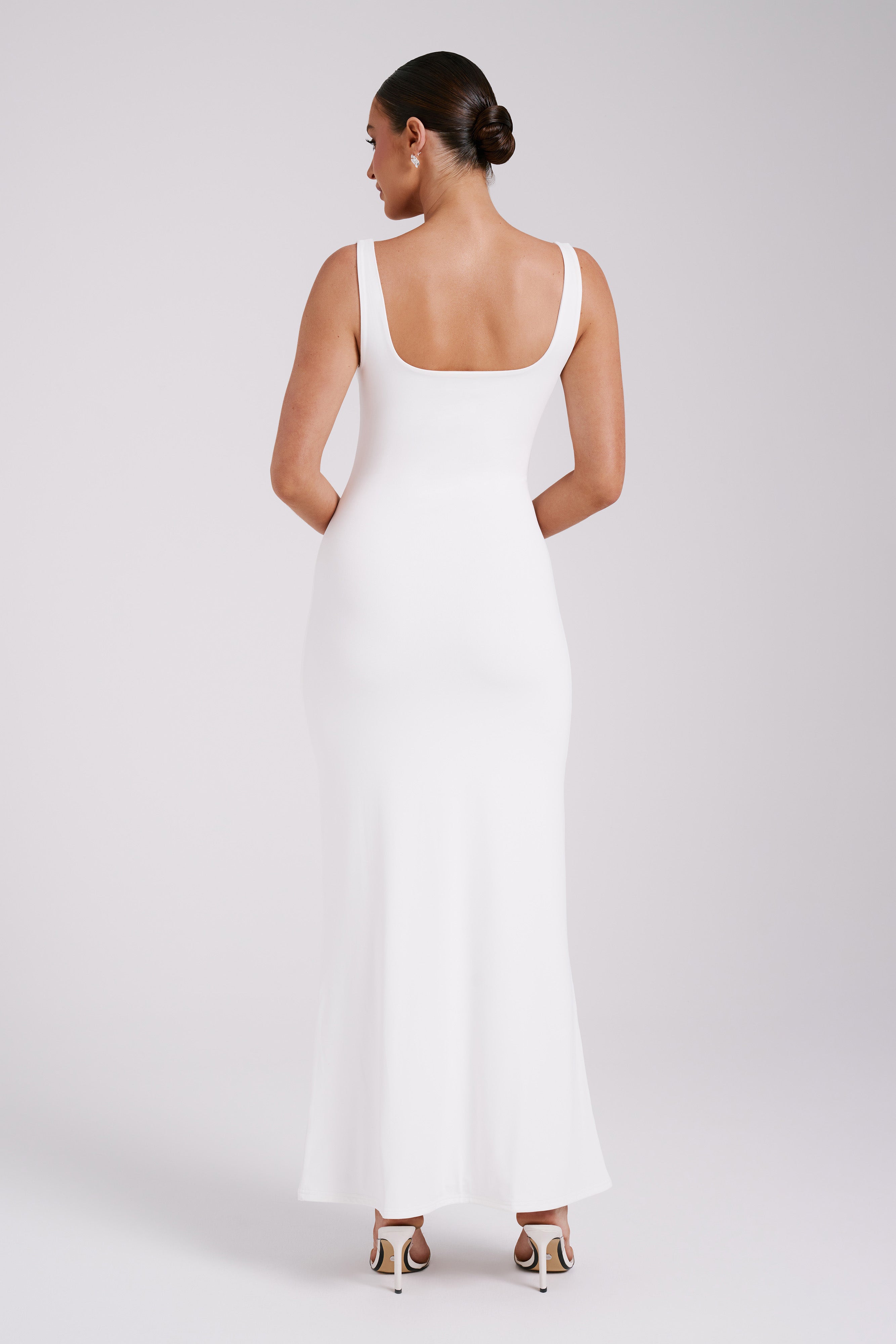 Aubree Recycled Nylon Fishtail Maxi Dress - White
